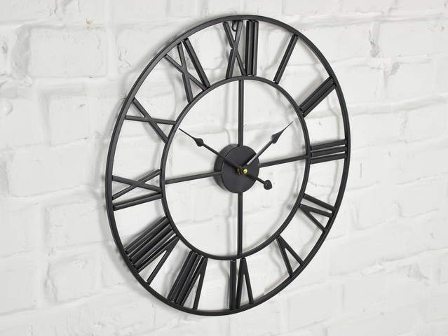 Zegar metalowy 50cm ścienny czarny Loft 
