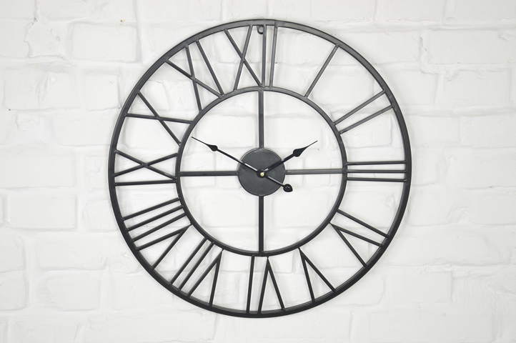 Zegar 60cm ścienny metalowy loft czarny