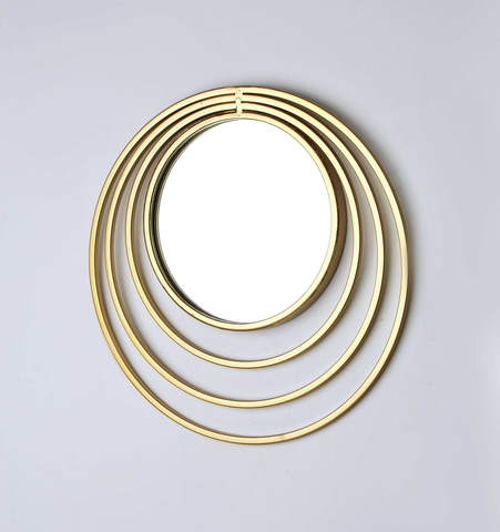 Lustro metalowe okrągłe w kolorze złotym 38cm