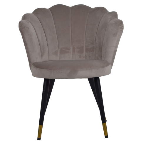 Krzesło welurowe muszla w kolorze beżowym na czarnych nogach