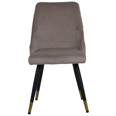 Krzesło welurowe pikowane w kolorze beżowym na czarnych nogach