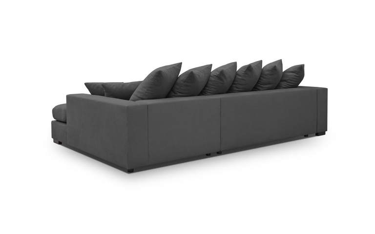 Narożnik welurowy w kolorze szarym + pufa 285x155x92cm