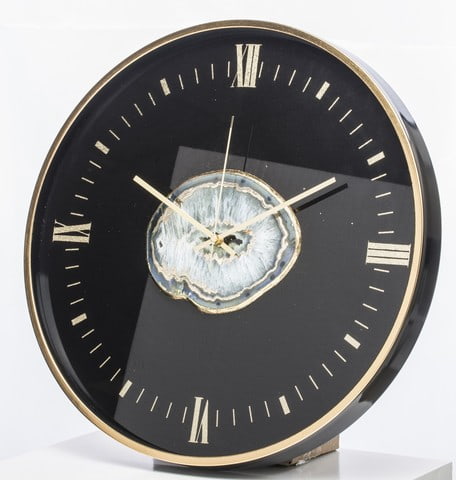Zegar ścienny czarny w złotej ramie glamour 45CM