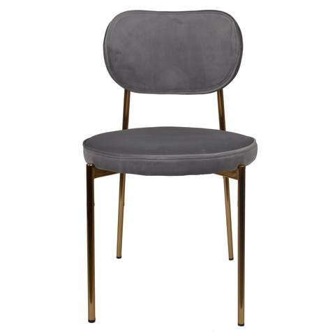 Krzesło welurowe w kolorze szarym na złotych metalowych nogach 