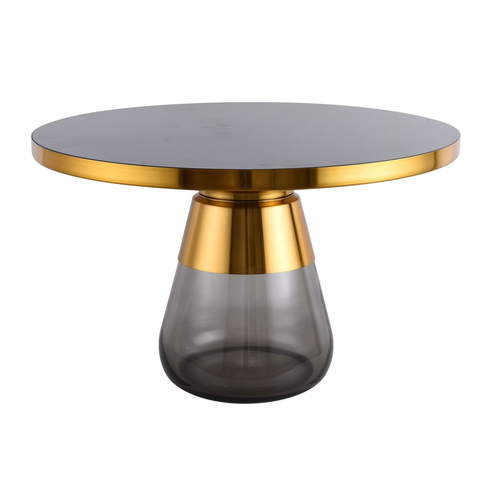 Złoty stolik kawowy chromowany z szarym szkłem 75x47cm