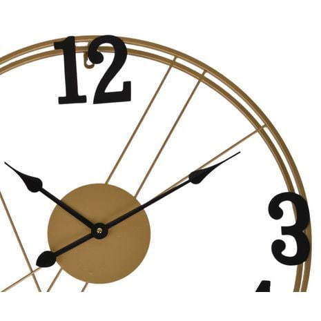 Zegar metalowy okrągły w kolorze złotym z czarnymi cyframi 60cm