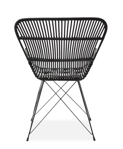 Krzesło rattanowe w kolorze czarnym na czarnych nogach 
