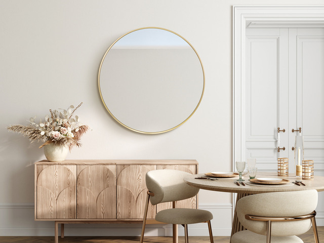 Lustro okrągłe w złotej ramie 100cm