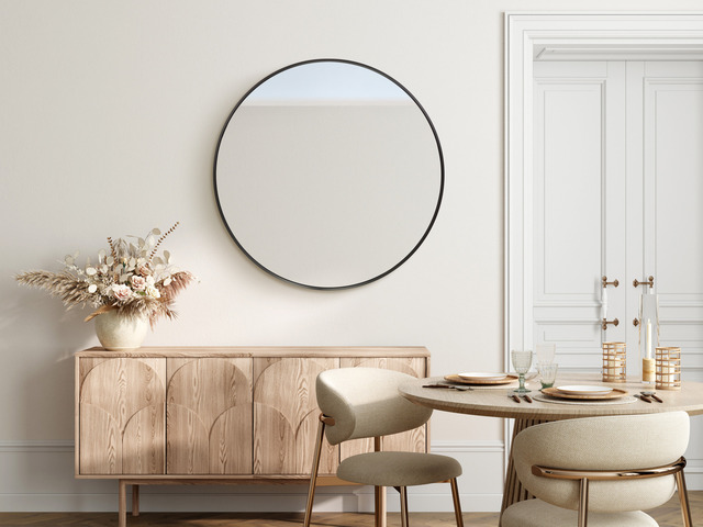 Lustro okrągłe w czarnej ramie 60cm 