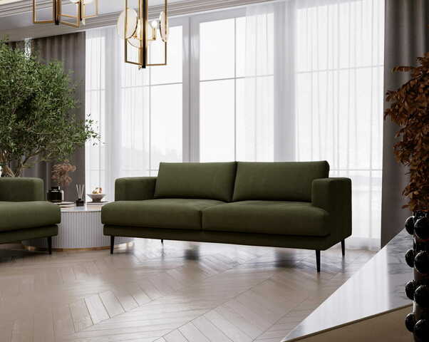 Sofa dwuosobowa Luxe 2 khaki z metalowymi nogami