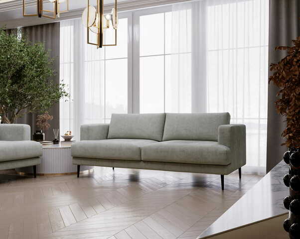 Sofa dwuosobowa Luxe 2 jasnoszara z metalowymi nogami