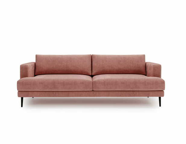 Sofa trzyosobowa Luxe 3 pudrowy róż z metalowymi nogami