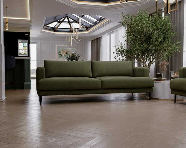 Sofa trzyosobowa Luxe 3 khaki z metalowymi nogami