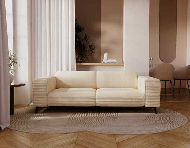 Sofa dwuosobowa Julia beżowa sztruks z czarnymi nogami Zoom 01