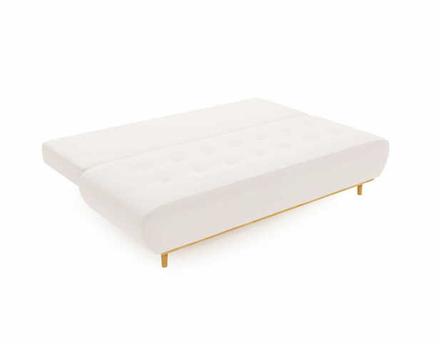 Sofa z funkcją spania Raspberry jasno kremowa z drewnianymi nogami