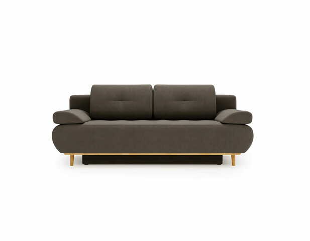 Sofa z funkcją spania Raspberry ciemnoszara z drewnianymi nogami