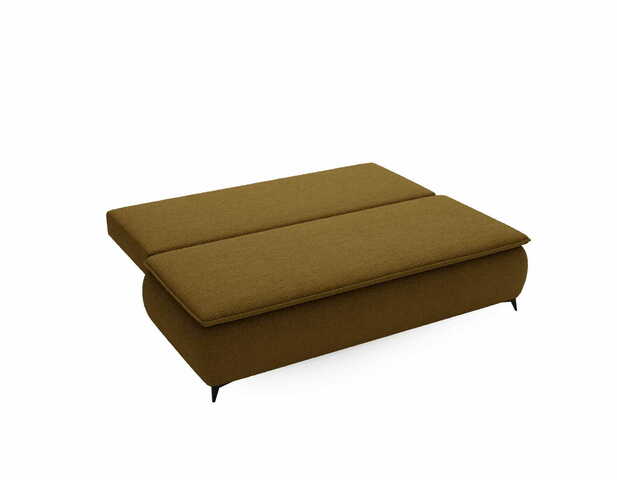 Sofa z funkcją spania Mona khaki boucle z drewnianymi nogami