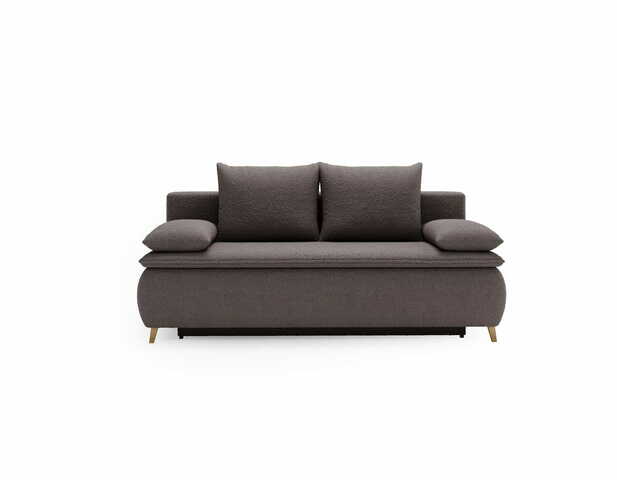 Sofa z funkcją spania Mona ciemnoszara boucle z drewnianymi nogami