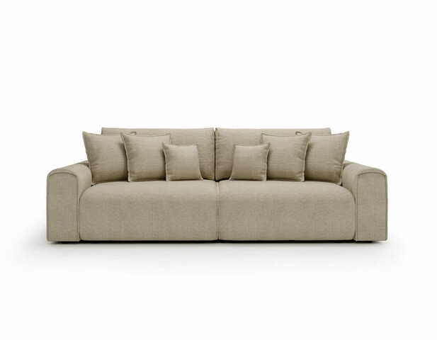 Sofa z funkcją spania i poduszkami Venus beżowa plecionka