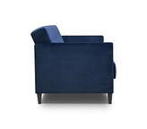 Zdjęcie do “Sofa 3-osobowa rozkładana granatowa na drewnianych nogach 208x88cm”.