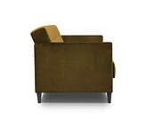 Zdjęcie do “Sofa 3-osobowa rozkładana musztardowa na czarnych nogach 208x88cm”.