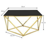 Zdjęcie do “Stolik kawowy diament ze stali chromowanej złoty z czarnym blatem 80x80cm”.