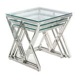 Zdjęcie do “Komplet trzech stolików ze stali chromowanej”.