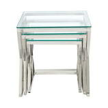 Zdjęcie do “Komplet trzech stolików ze stali chromowanej”.