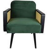 Zdjęcie do “Fotel welurowy w kolorze zielonym Boho na drewnianych nogach”.