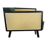 Zdjęcie do “Fotel welurowy w kolorze zielonym Boho na drewnianych nogach”.