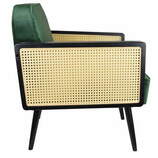 Zdjęcie do “Fotel welurowy w kolorze zielonym Boho na drewnianych nogach”.