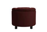 Zdjęcie do “Puf pikowany otwierany w kolorze bordowym na drewnianych nogach”.