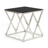 Zdjęcie do “Stolik kawowy ze stali chromowanej srebrny z czarnym blatem 55x55cm”.