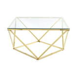 Zdjęcie do “Stolik złoty chromowany z szklanym blatem diament 65x65cm”.