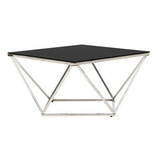 Zdjęcie do “Stolik srebrny chromowany z czarnym blatem diament 65x65cm”.