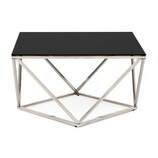 Zdjęcie do “Stolik srebrny chromowany z czarnym blatem diament 65x65cm”.