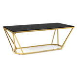 Zdjęcie do “Ława prostokątna chromowana złota z czarnym blatem diament 120x60cm”.