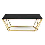 Zdjęcie do “Ława prostokątna chromowana złota z czarnym blatem diament 120x60cm”.