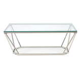 Zdjęcie do “Ława prostokątna chromowana srebrna z szklanym blatem diament 120x60cm”.