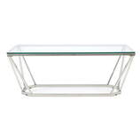 Zdjęcie do “Ława prostokątna chromowana srebrna z szklanym blatem diament 120x60cm”.