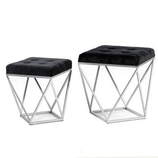 Zdjęcie do “Zestaw 2 puf Java z czarnym welurowym siedziskiem na srebrnym stelażu”.