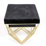 Zdjęcie do “Zestaw 2 puf Java z czarnym welurowym siedziskiem na złotym stelażu”.