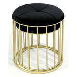 Zdjęcie do “Komplet puf Elba z czarnym welurowym siedziskiem na złotej podstawie”.
