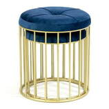 Zdjęcie do “Komplet puf Elba z niebieskim welurowym siedziskiem na złotej podstawie”.