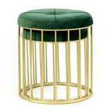 Zdjęcie do “Komplet puf Elba z zielonym welurowym siedziskiem na złotej podstawie”.