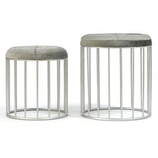 Zdjęcie do “Komplet puf Elba z szarym welurowym siedziskiem na srebrnej podstawie”.