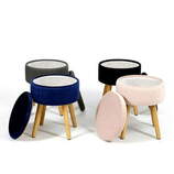 Zdjęcie do “Puf granatowy welurowy Olla na drewnianych nóżkach ”.