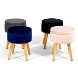 Zdjęcie do “Puf granatowy welurowy Olla na drewnianych nóżkach ”.