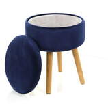 Zdjęcie do “Puf granatowy welurowy Olla na drewnianych nóżkach ”.