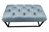 Zdjęcie do “Puf tapicerowany Chesterfield na metalowym stelażu w tkaninie Bluvel niebieski”.